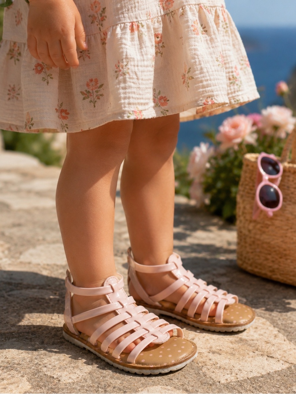 Cat & Jack Blush Pink Nude Gladiator Sandals Toddler Size 8
